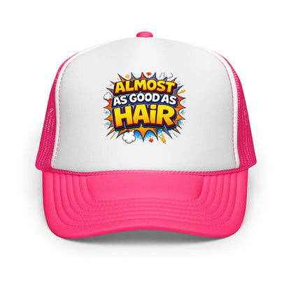 Product mockup funny hat in hot pink trim front of hat view