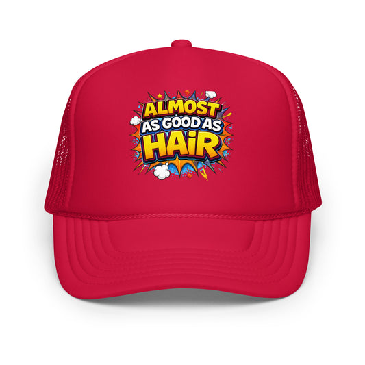 Product mockup funny hat front view in red trim